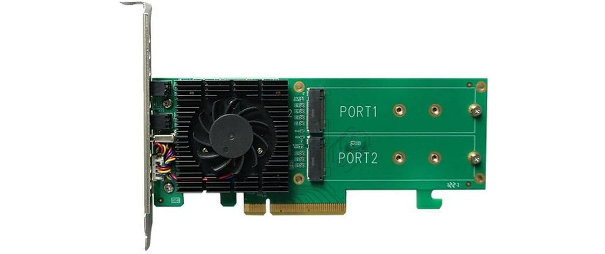 Highpoint RAID-Controller SSD6202A PCI-Ex8v3 - 2x M.2 NVMe, bootfähig Highpoint RAID-Controller SSD6202A PCI-Ex8v3 - 2x M.2 NVMe, bootfähig