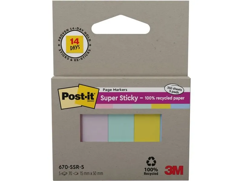 Post-it 3M Index Super Sticky Recycling Mehrfarbig, 5 Stück Post-it 3M Index Super Sticky Recycling Mehrfarbig, 5 Stück