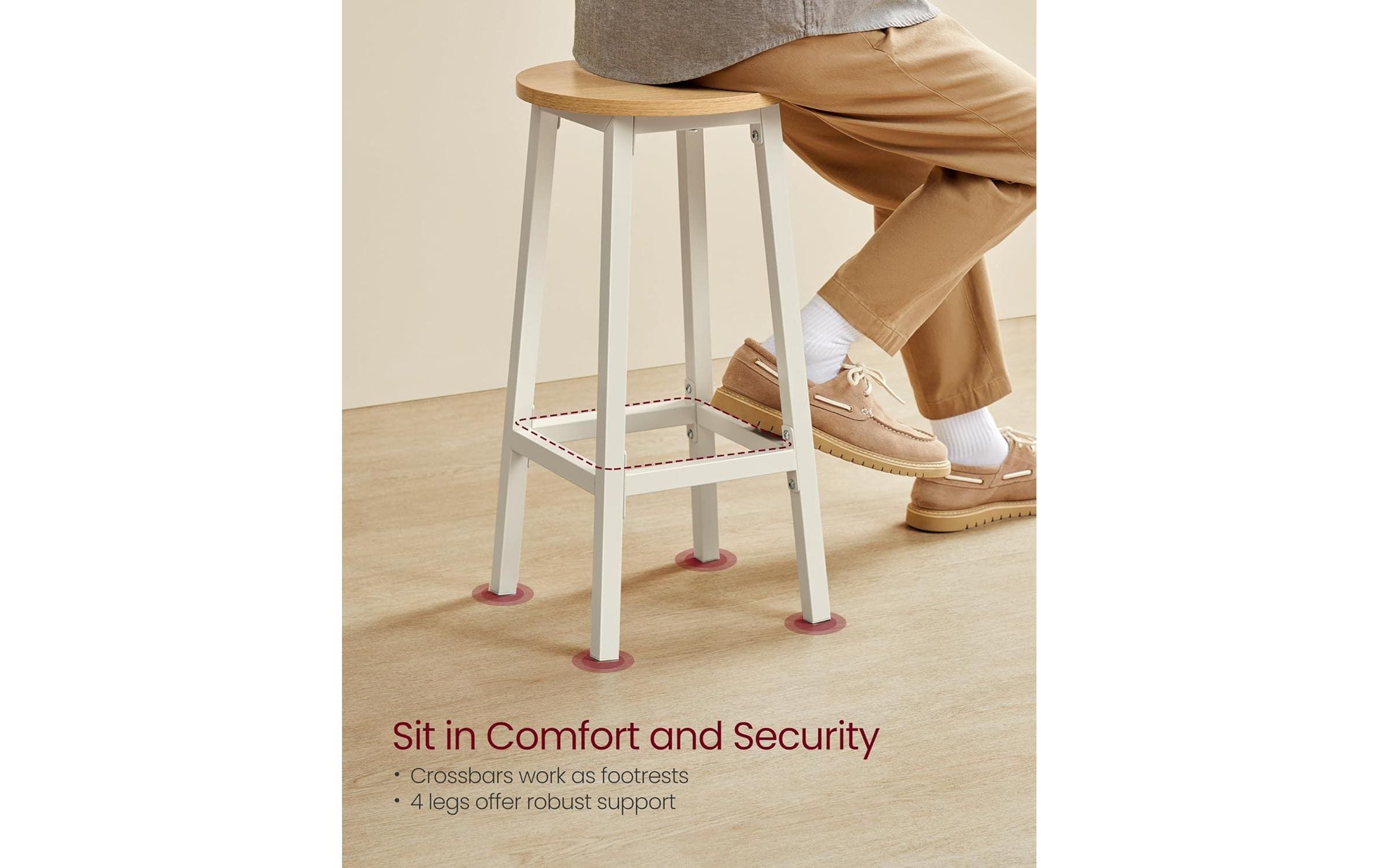 VASAGLE Barhocker 32 x 65 cm, Weiss, 2er Set