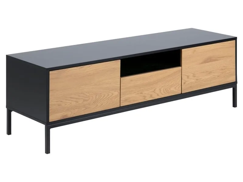 AC Design TV-Möbel Seaford 140 x 40 x 45 cm, Nature/Schwarz
