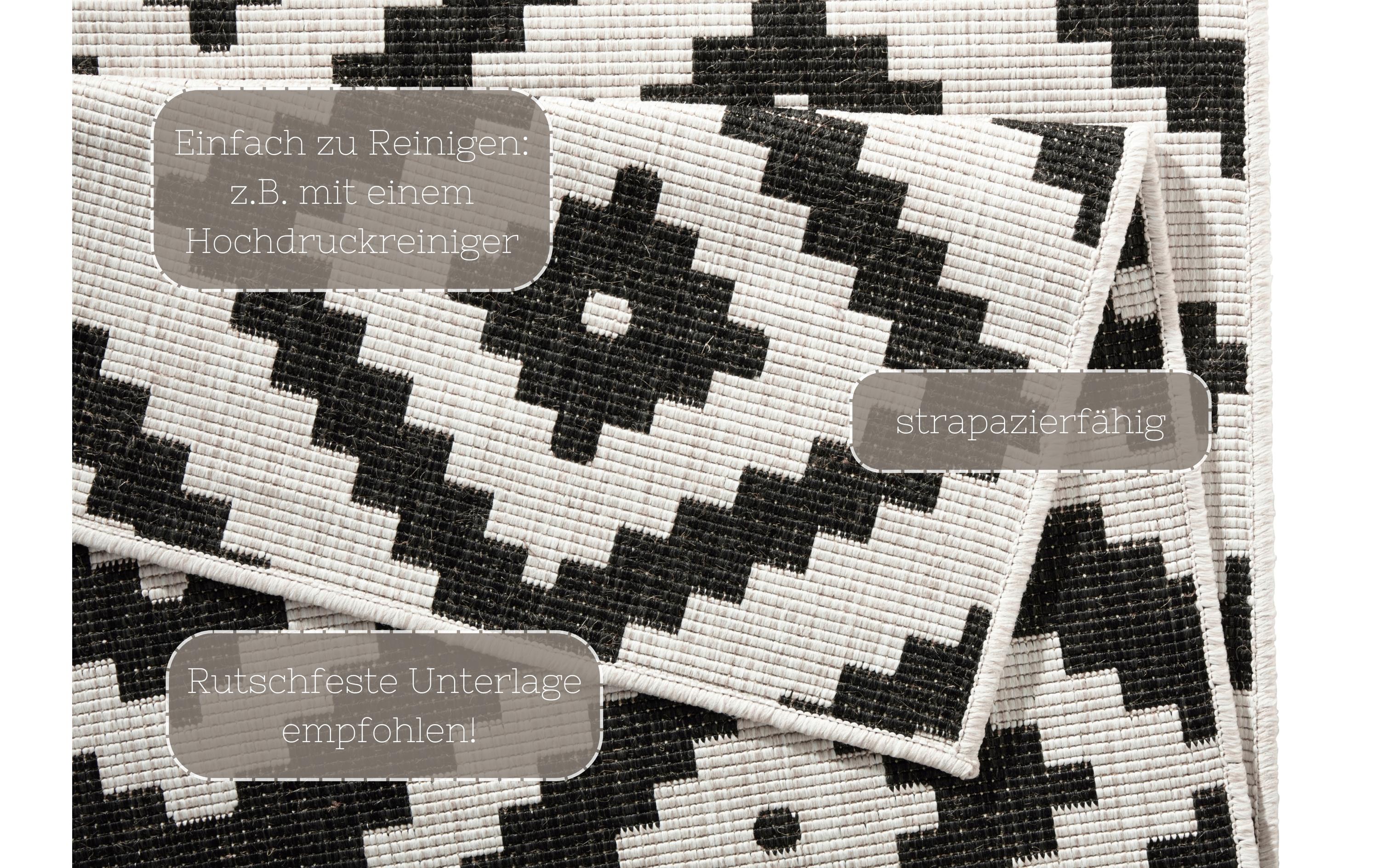 Hanse Home Malta In- & Outdoor Teppich 120 x 170 cm, Schwarz/Crème