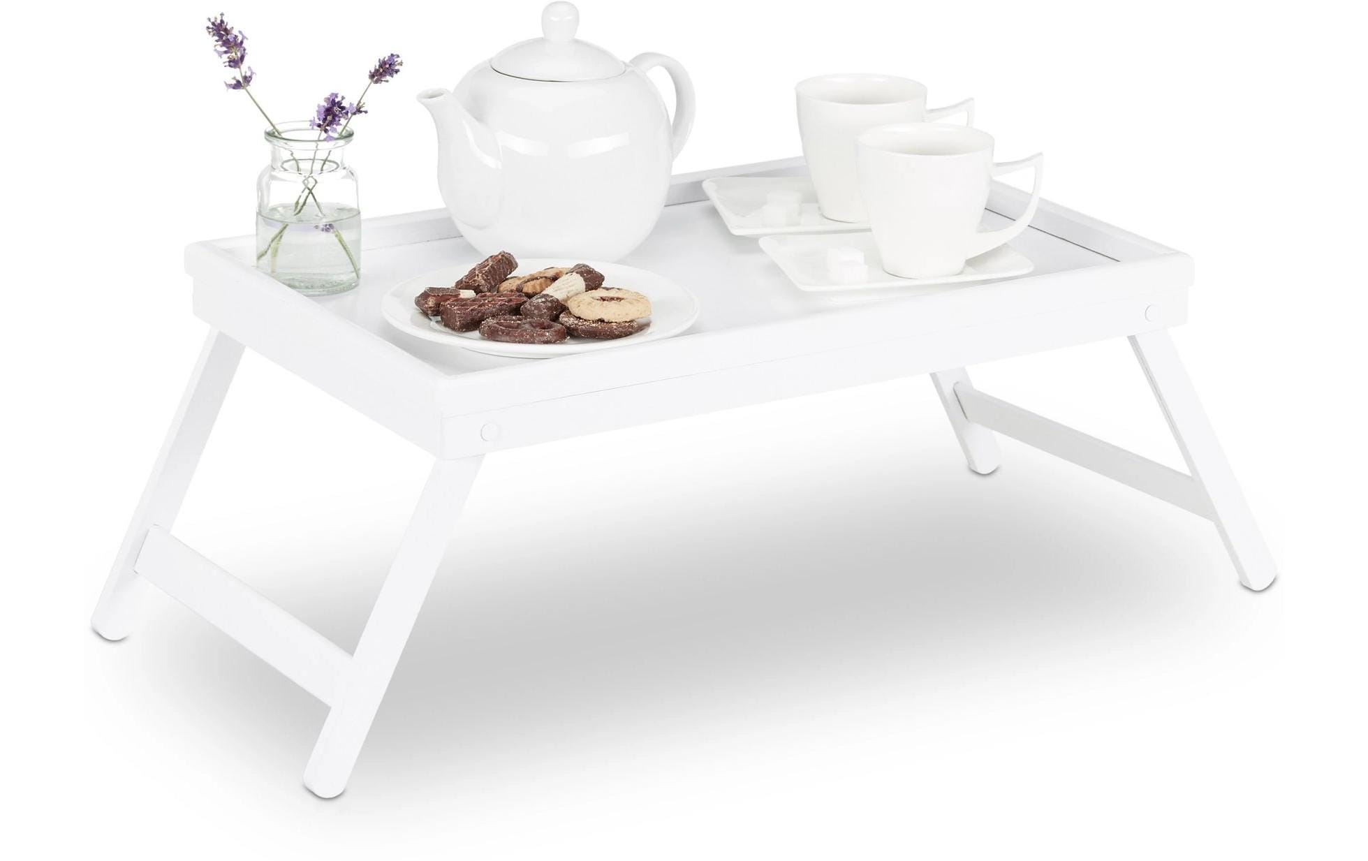 relaxdays Serviertablett Weiss