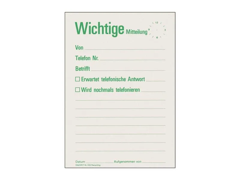 Favorit Durchschreibeblock A6 Wichtige Mitteilung, 60 Blatt Favorit Durchschreibeblock A6 Wichtige Mitteilung, 60 Blatt