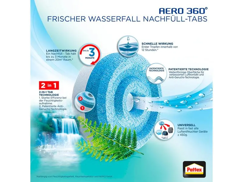Pattex Nachfüll-Tabs Aero 360 Frischer Wasserfall 2 x 450 g