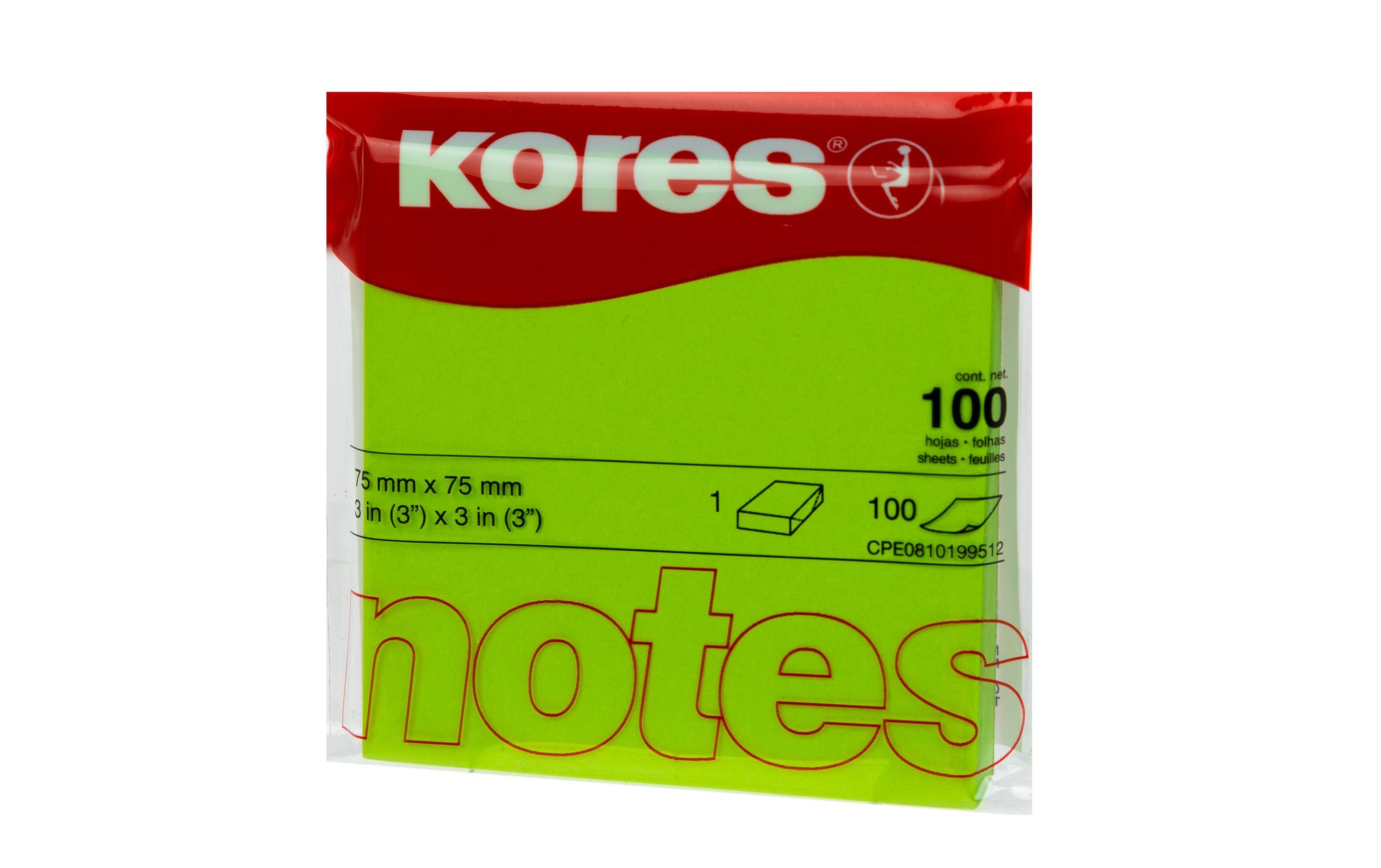 Kores Notizzettel 7.5 x 7.5 cm, Neongrün