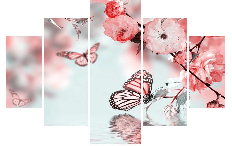 Wallxpert Bild Blütenzeit 5-teilig, 92 x 56 cm