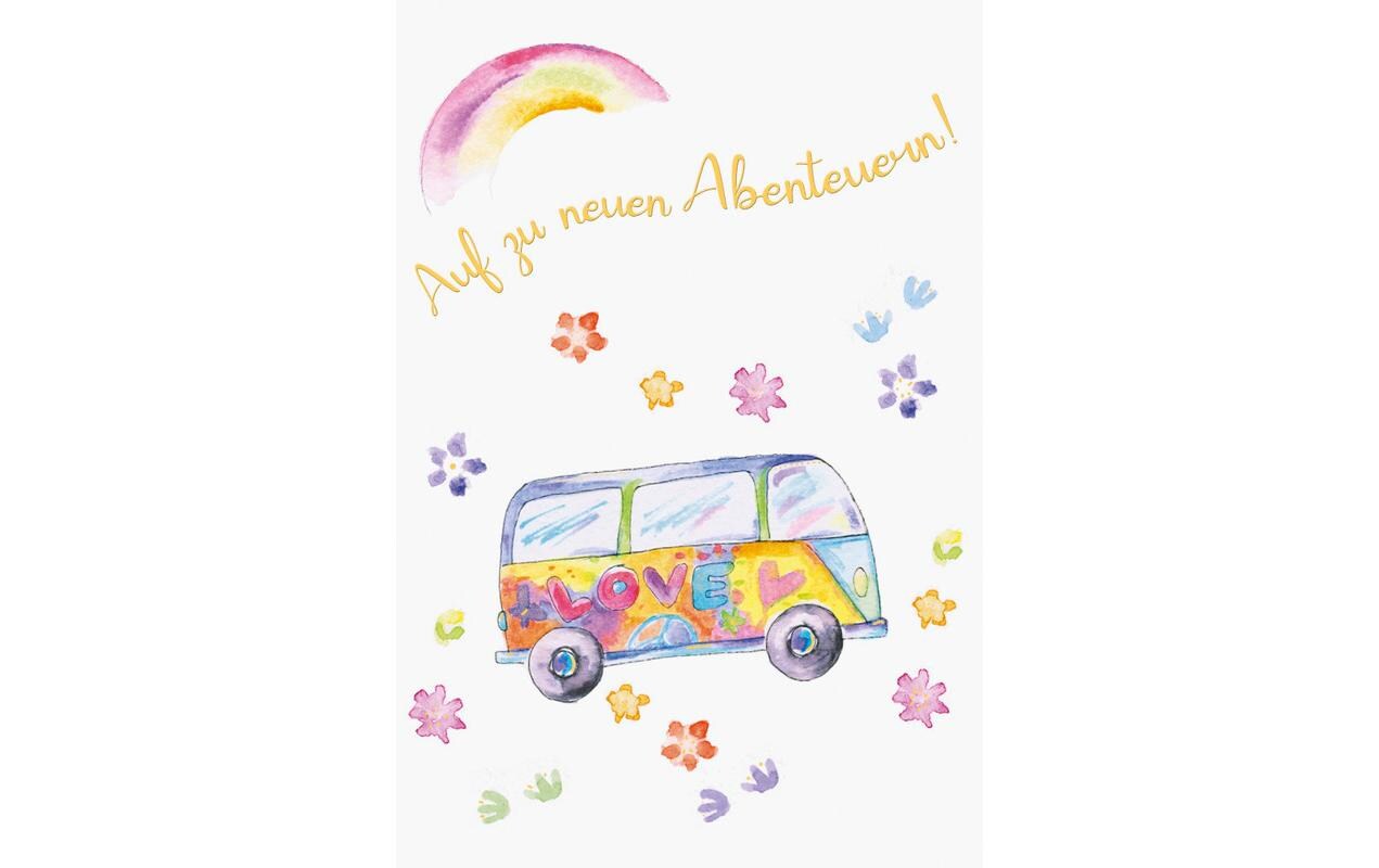 ABC Abschiedskarte Hippiebus B6