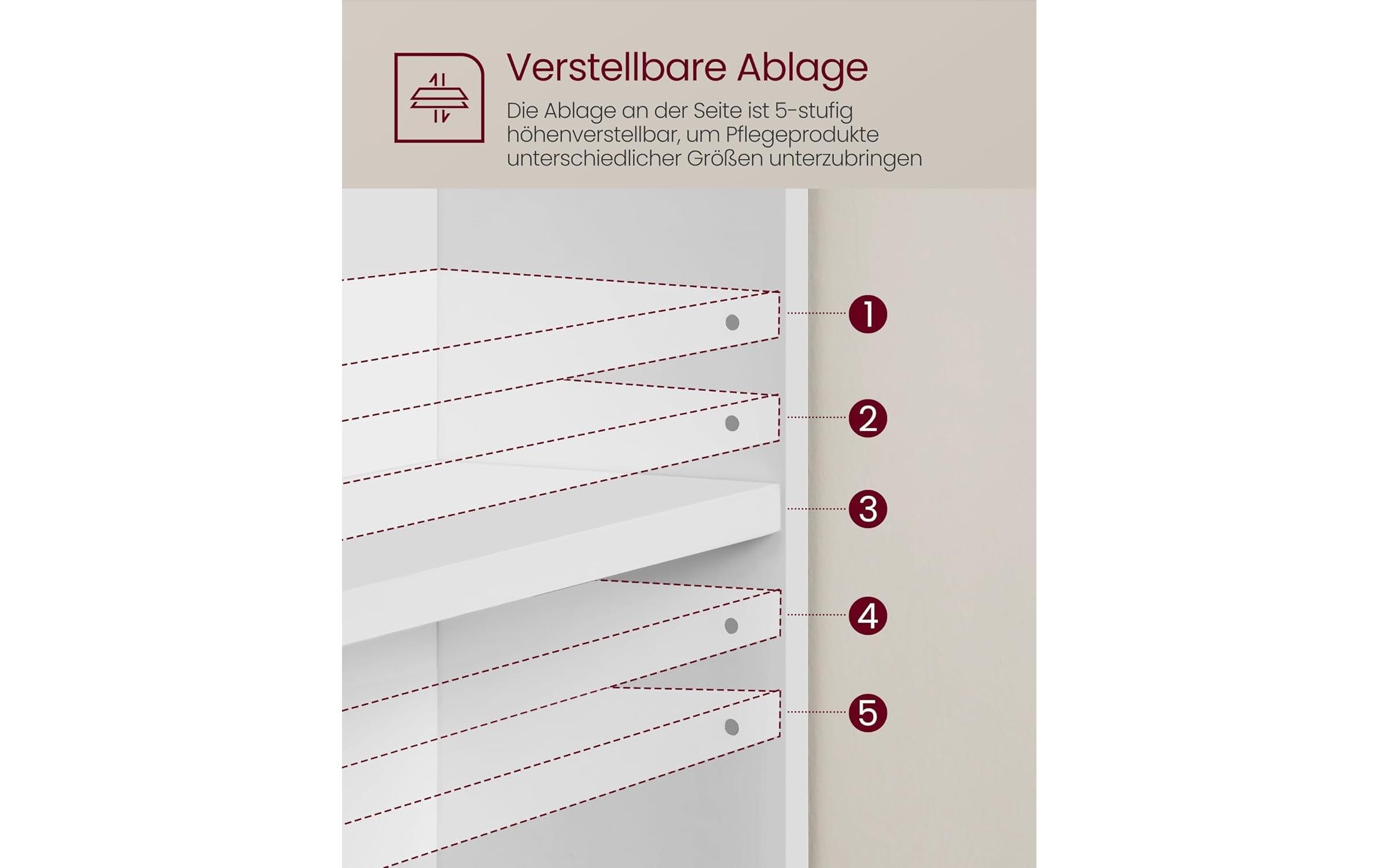 VASAGLE Waschbeckenunterschrank mit Fächern 80 x 64 cm, Weiss