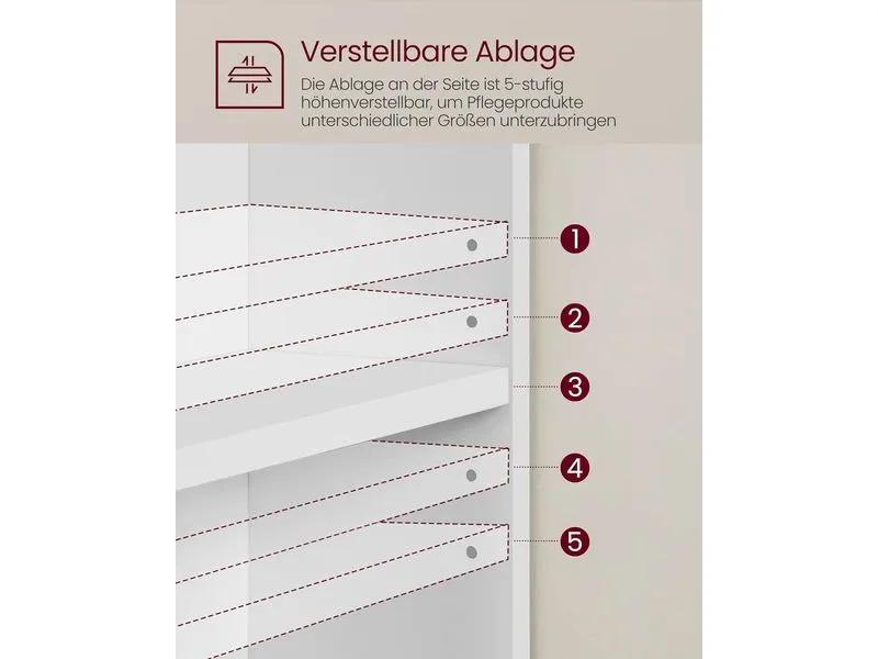 VASAGLE Waschbeckenunterschrank mit Fächern 80 x 64 cm, Weiss VASAGLE Waschbeckenunterschrank mit Fächern 80 x 64 cm, Weiss