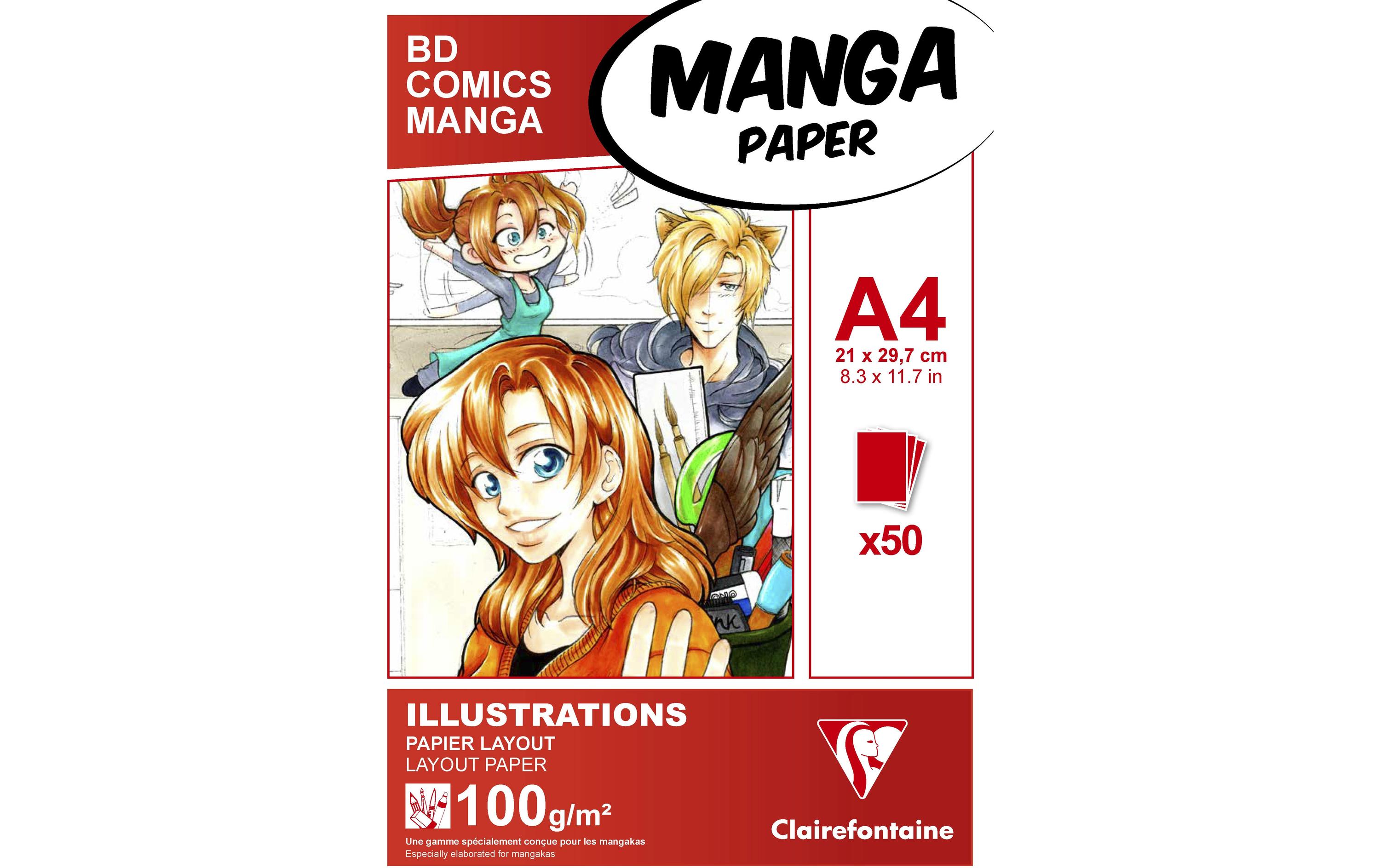 Clairefontaine Zeichenblock Manga A4, 50 Blatt