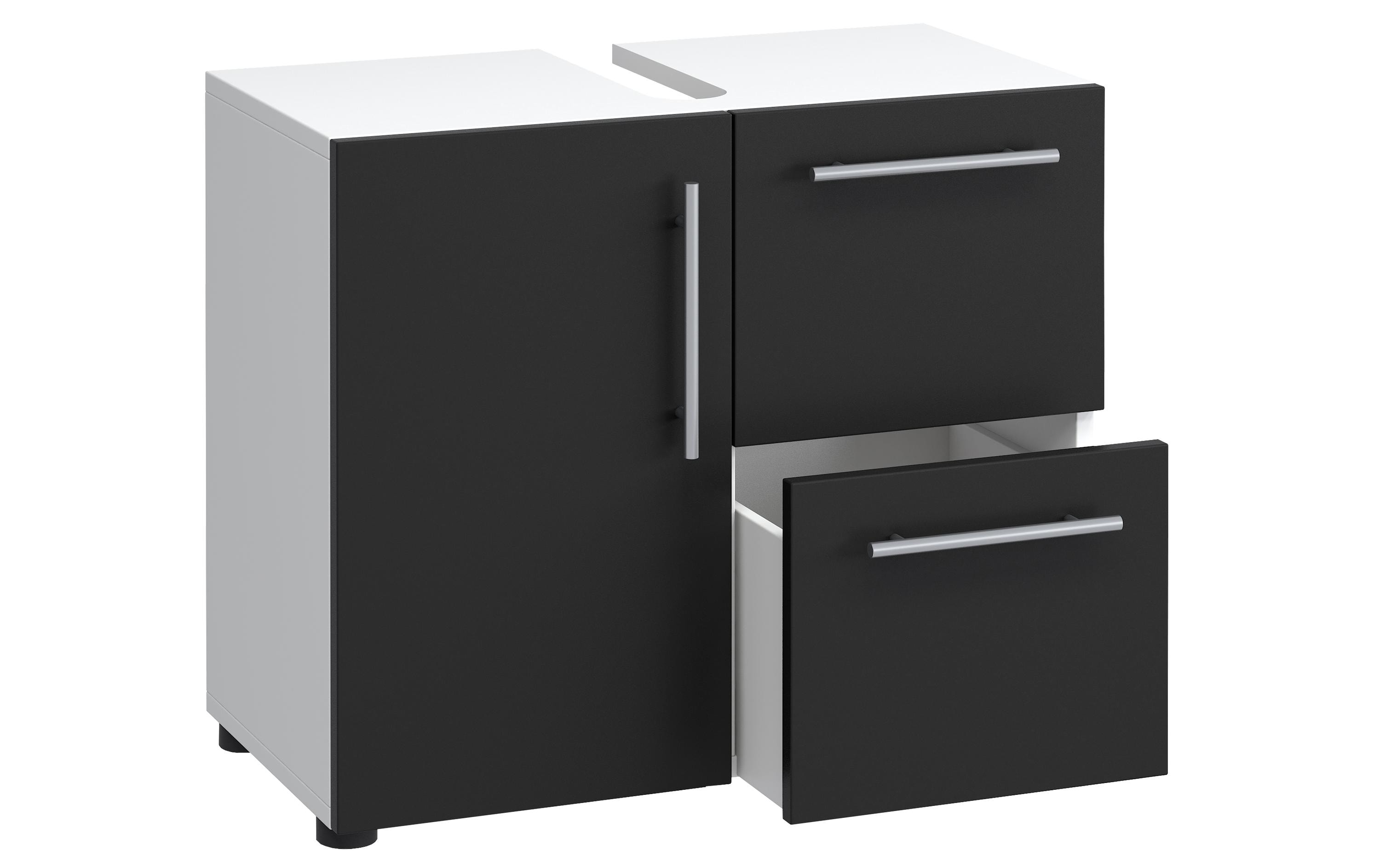 VCM Waschbeckenunterschrank Flandu 61 x 51 cm, Weiss/Schwarz