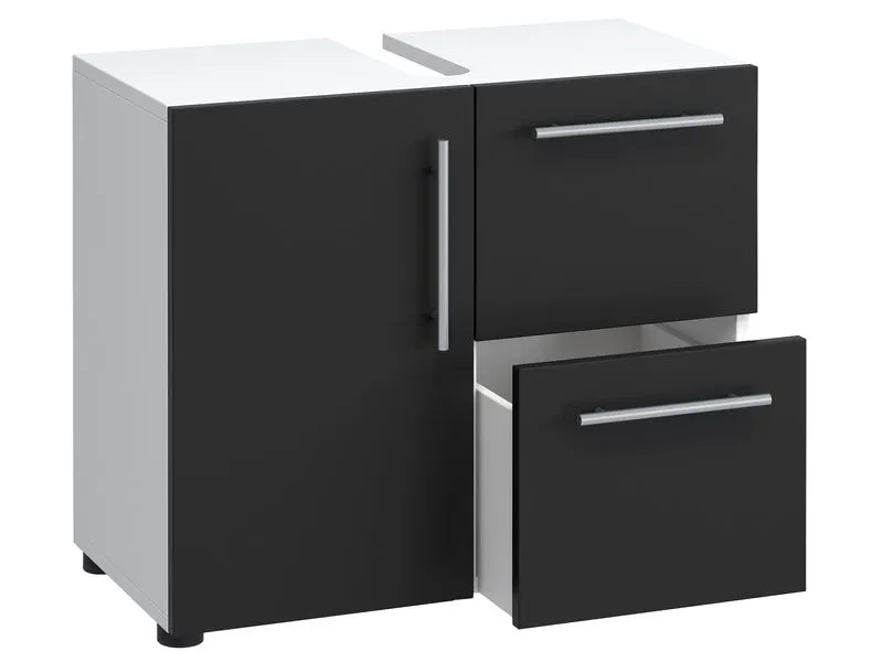 VCM Waschbeckenunterschrank Flandu 61 x 51 cm, Weiss/Schwarz