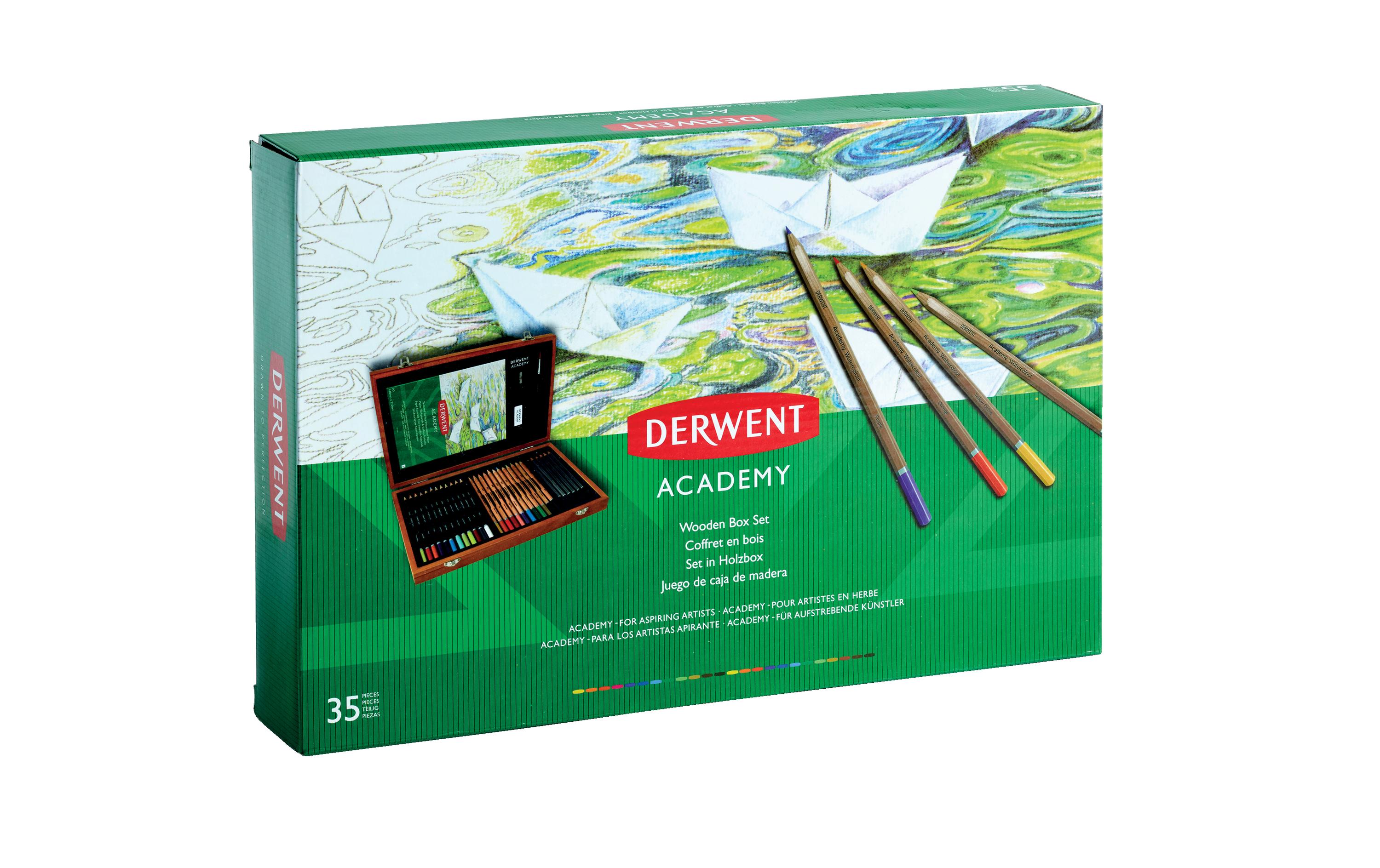 Derwent Academy Mal-Geschenkset in Holzbox, 35-teilig