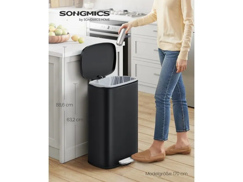 Songmics Abfalleimer 50 l, Schwarz Songmics Abfalleimer 50 l, Schwarz