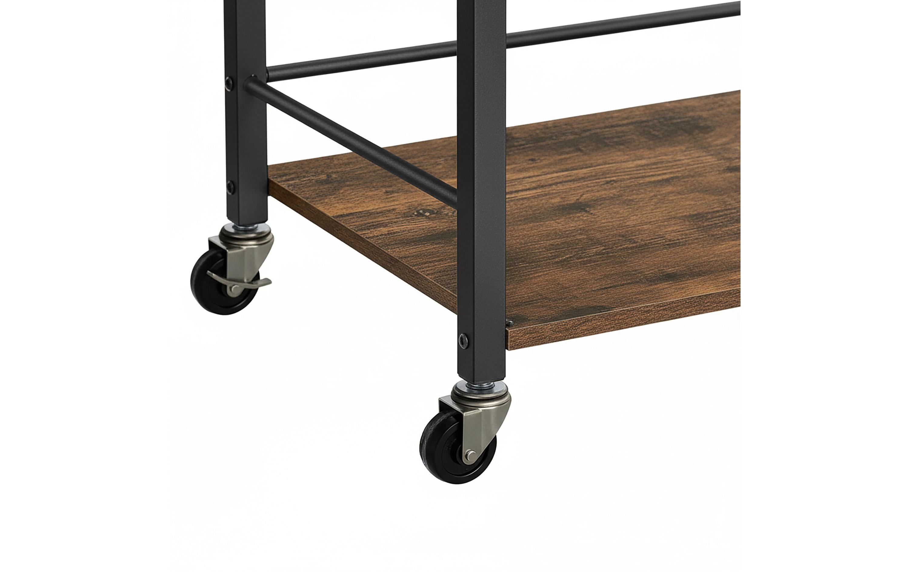 relaxdays Servierwagen im Industrial-Style 70 x 88 cm, Schwarz/Braun