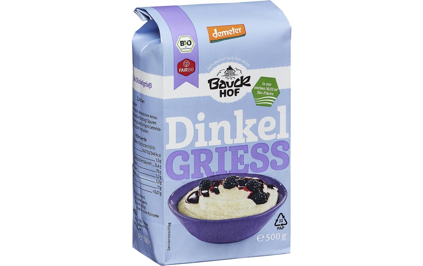 Bauck Mühle Dinkelgriess Demeter 500 g