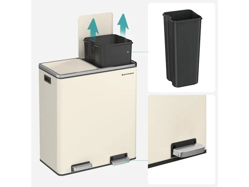Songmics Abfalleimer 60 l, Edelweiss Songmics Abfalleimer 60 l, Edelweiss