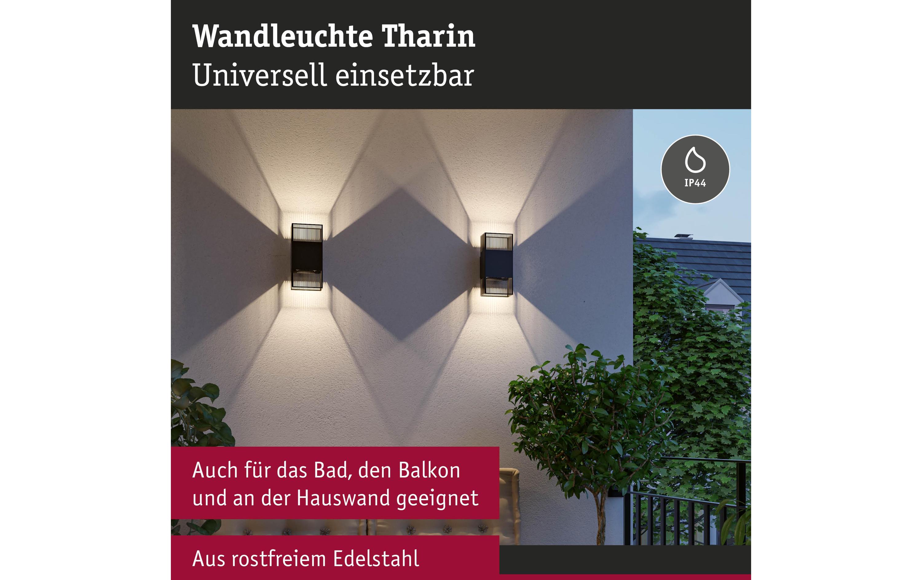 Paulmann LED Wandleuchte Tharin, Schwarz