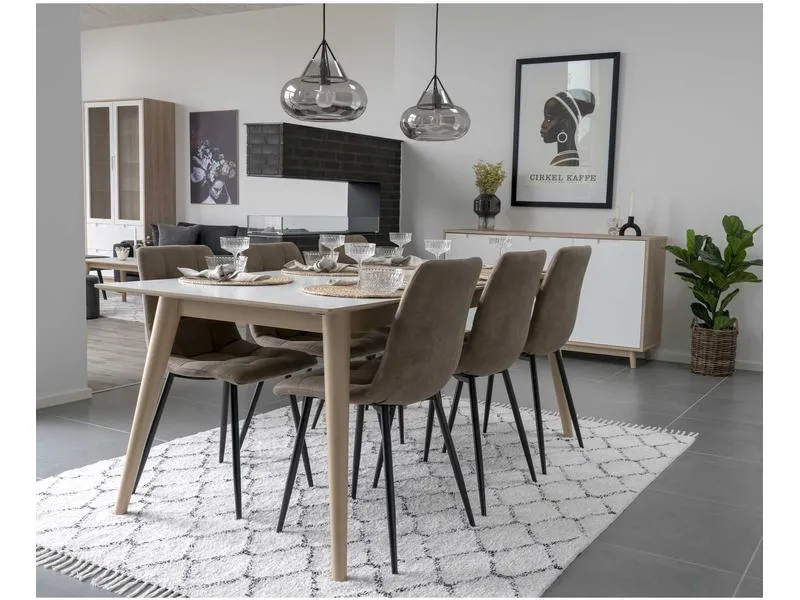 House Nordic Stuhl Middelfart 2 Stück, 86 x 55 cm, Hellbraun/Schwarz