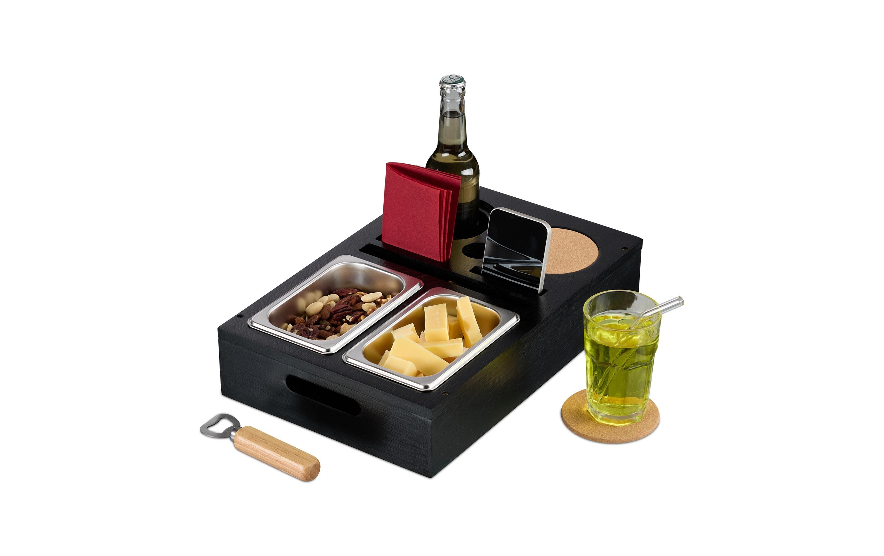 relaxdays Serviertablett mit Snackschalen Schwarz