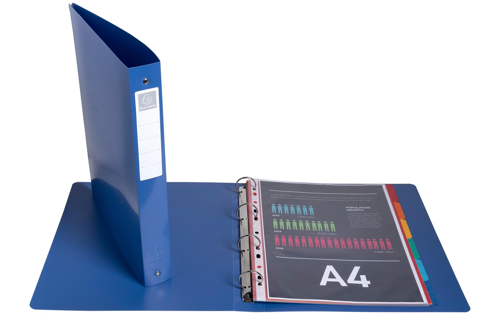 Exacompta Ringbuch Bee Blue mit 4 Ringen, 4 cm, Marineblau