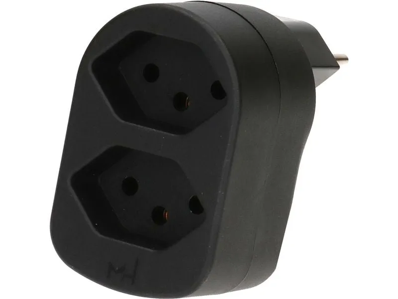 Max Hauri Mehrfachstecker ADAPT 2x Typ 13 schwarz drehbar Green+Fair