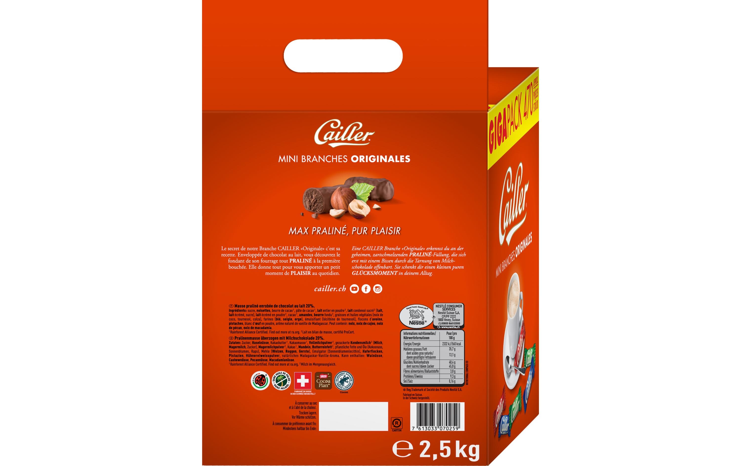 Cailler Branches Milchschokoladenriegel'Originale Mini 2.5 kg