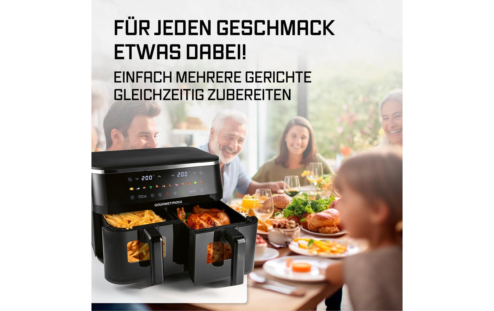 GOURMETmaxx Heissluft-Fritteuse mit Doppelkorb, 9 l