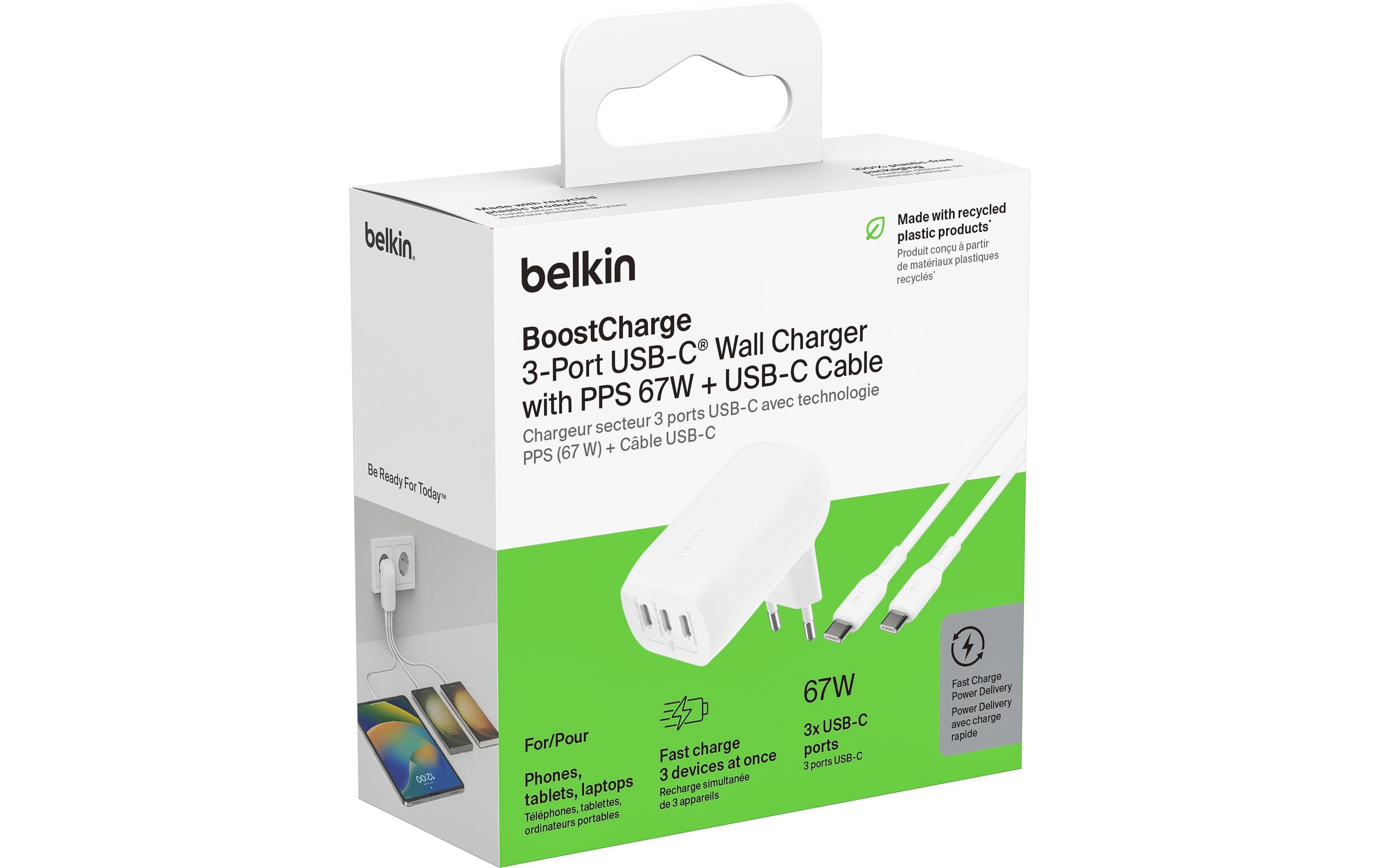 Belkin USB-Wandladegerät 3x USB-C PD 67W Belkin USB-Wandladegerät 3x USB-C PD 67W