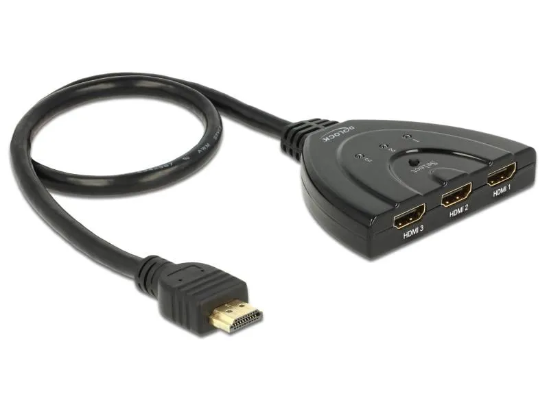 Delock Verteiler 3 Port HDMI Switch 60cm 4K/30Hz, Bidirektional Delock Verteiler 3 Port HDMI Switch 60cm 4K/30Hz, Bidirektional