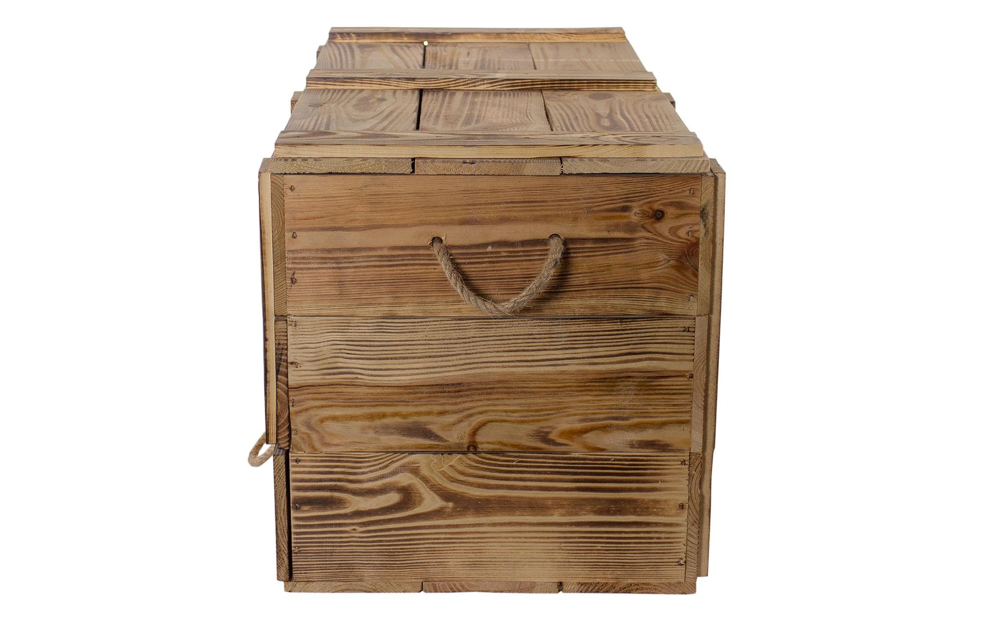 Holz Zollhaus Truhe Vintage geflammt, 85 x 40 cm