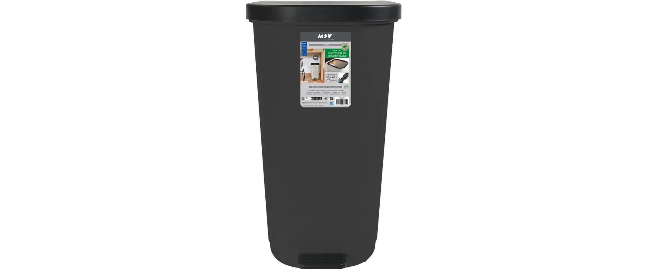 MSV Abfalleimer Harper 35 l, Schwarz