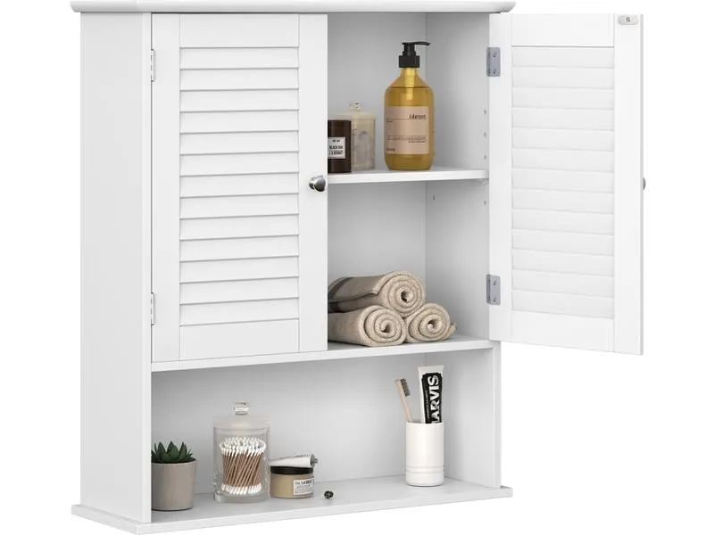VASAGLE Badezimmerregal mit Doppeltür 20 x 70 cm, Weiss VASAGLE Badezimmerregal mit Doppeltür 20 x 70 cm, Weiss