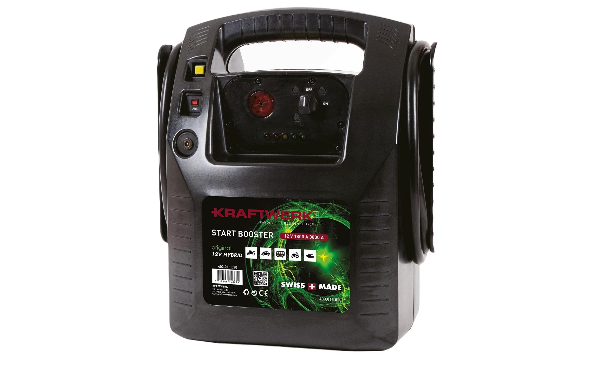 Kraftwerk Starterbatterie mit Ladefunktion Hybrid Booster 12 V Kraftwerk Starterbatterie mit Ladefunktion Hybrid Booster 12 V