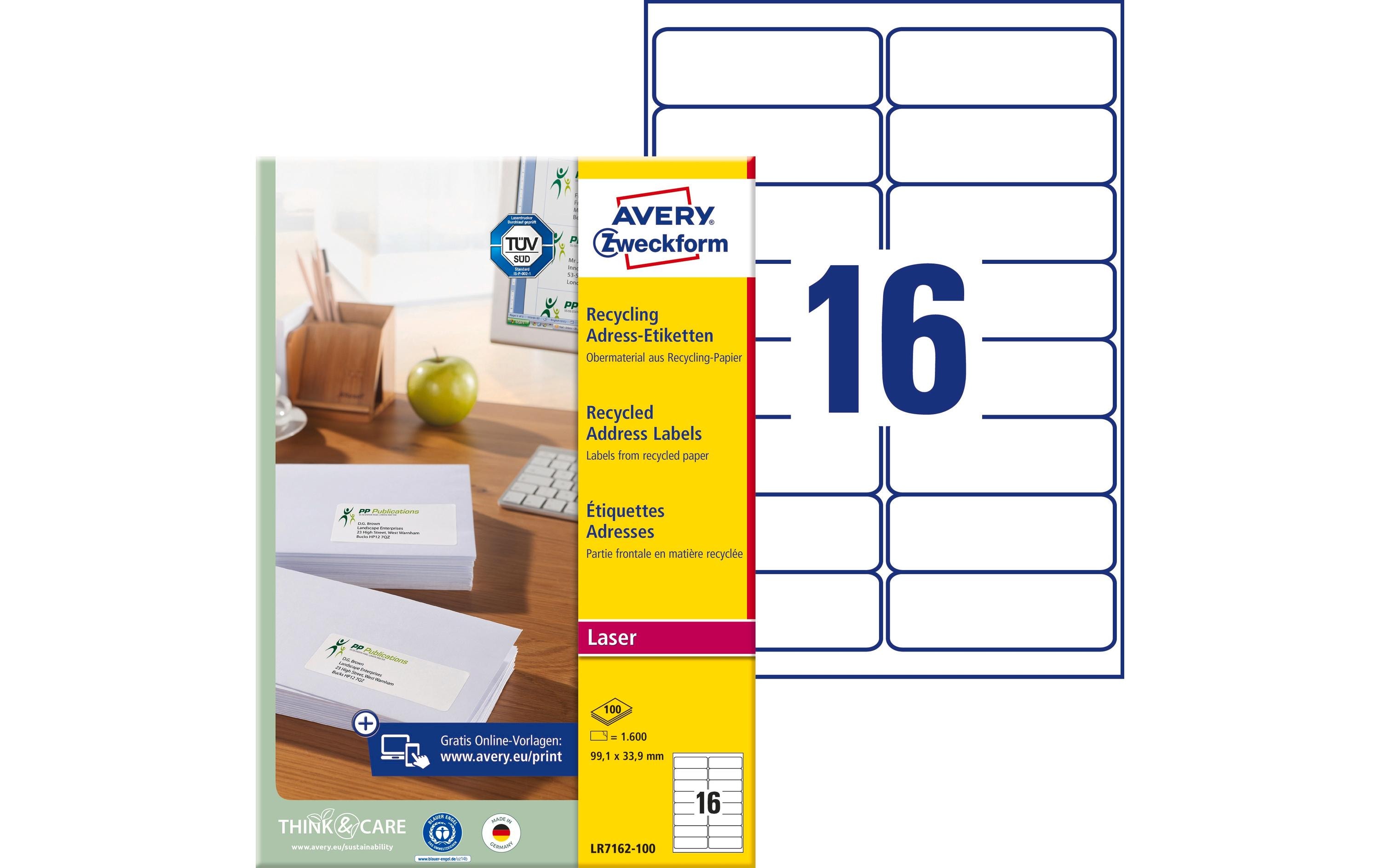 Avery Zweckform Adressetiketten 99.1 x 33.9 mm, 100 Blatt Avery Zweckform Adressetiketten 99.1 x 33.9 mm, 100 Blatt