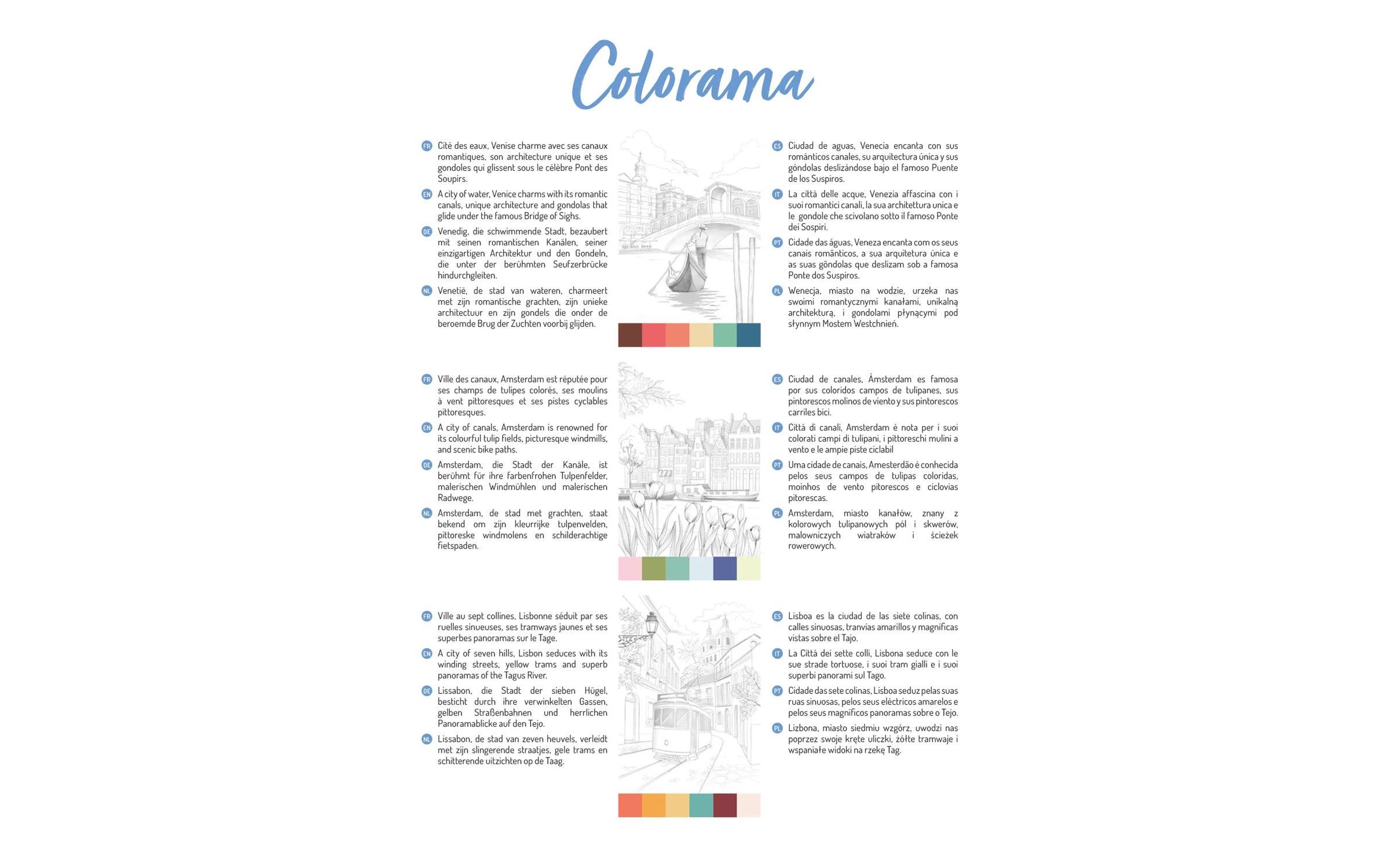 Clairefontaine Malblock Städte A4, 20 Blatt, 6 Motive