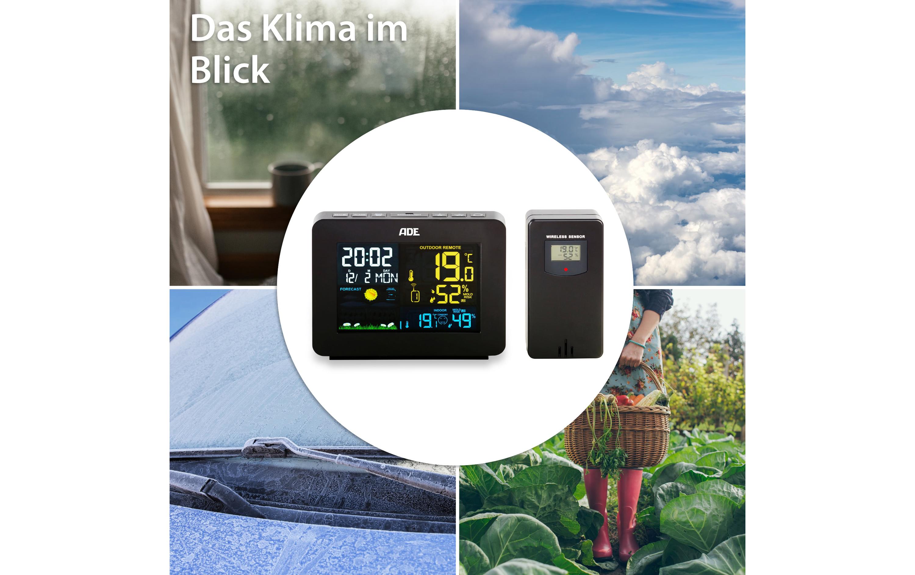 ADE Wetterstation mit Funk-Aussensensor Schwarz