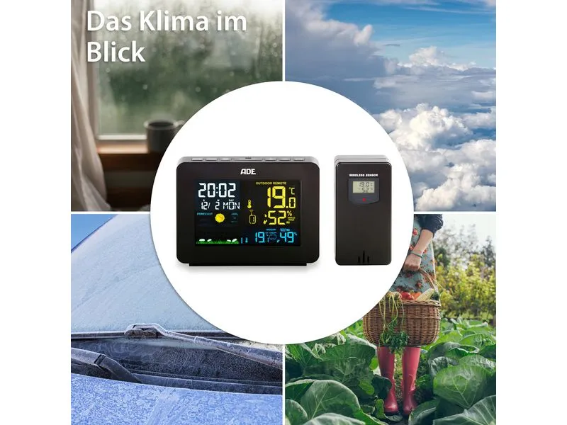 ADE Wetterstation mit Funk-Aussensensor Schwarz ADE Wetterstation mit Funk-Aussensensor Schwarz