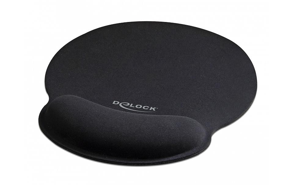 Delock Ergonomische Mausmatte mit Handballenauflage Schwarz