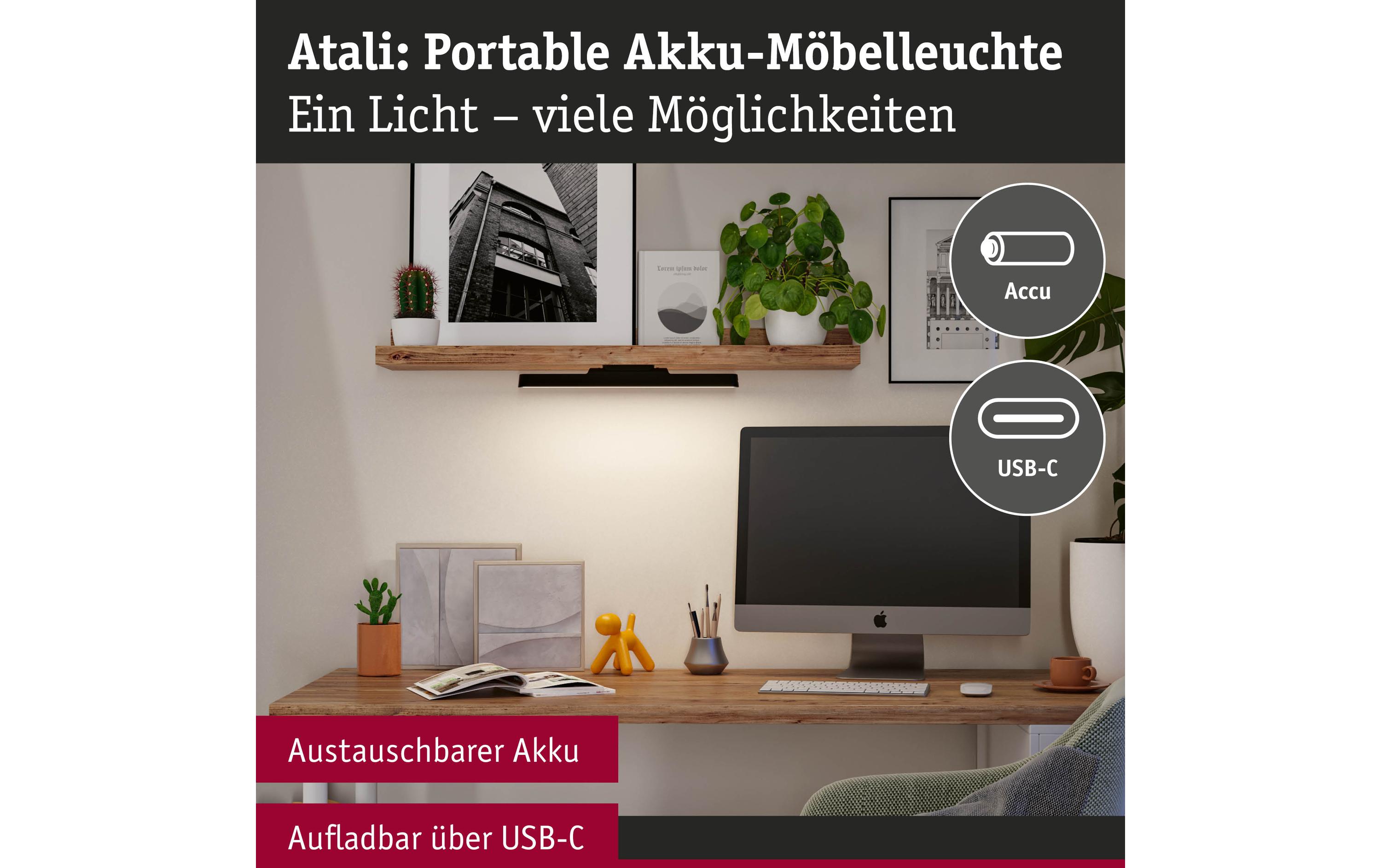 Paulmann Mobile Möbelaufbauleuchte Atali Schwarz