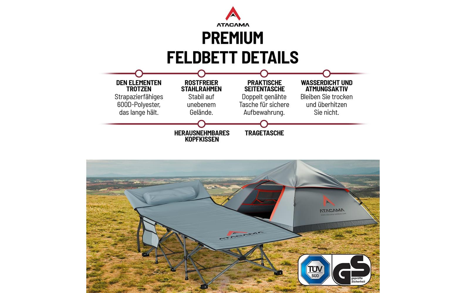 Atacama XXL Feldbett Dunkelgrau