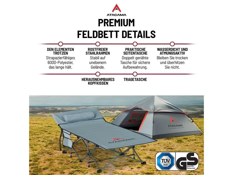 Atacama XXL Feldbett Dunkelgrau