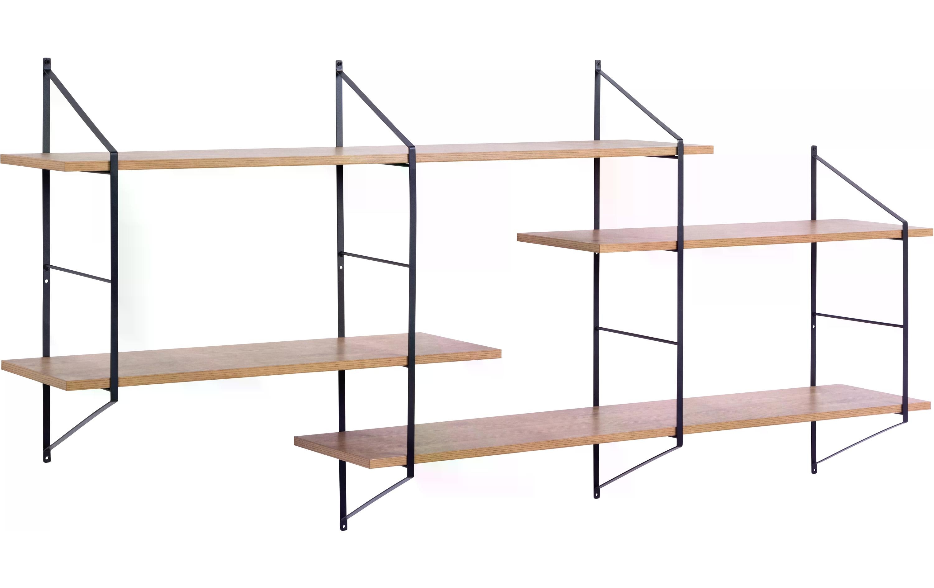 AC Design Wandregal Belfast 191 x 25,5 x 79 cm, Braun/Schwarz