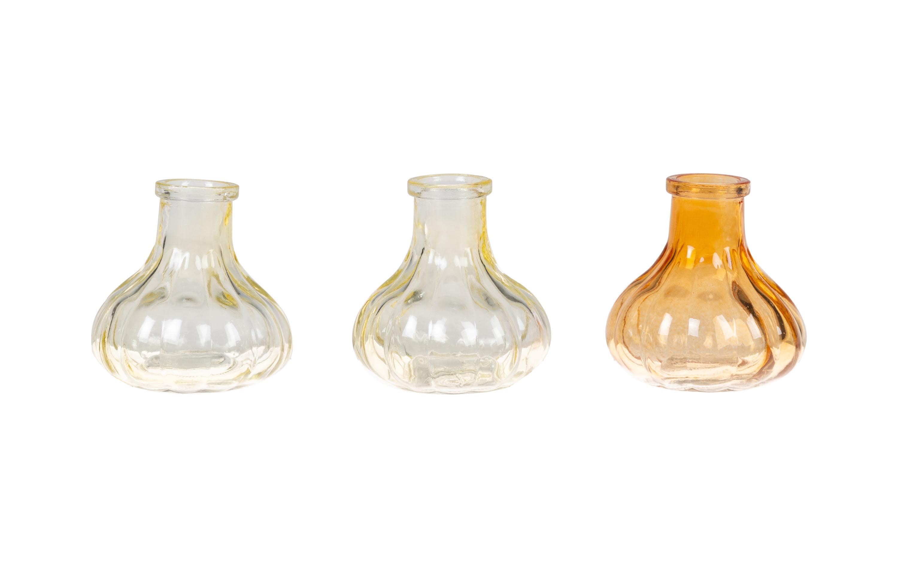 CHALET Vasen-Set Stripes 3 Stück, 7 cm, Gelb