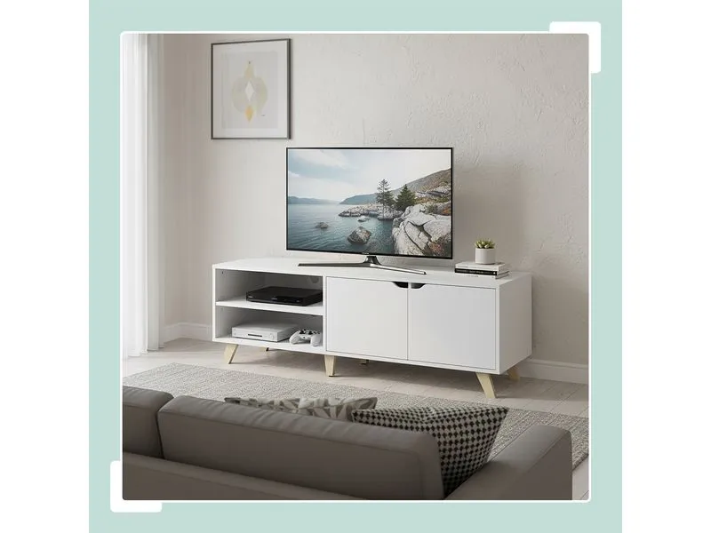 relaxdays TV-Möbel Vintage Style 140 cm, Weiss 60 Zoll relaxdays TV-Möbel Vintage Style 140 cm, Weiss 60 Zoll