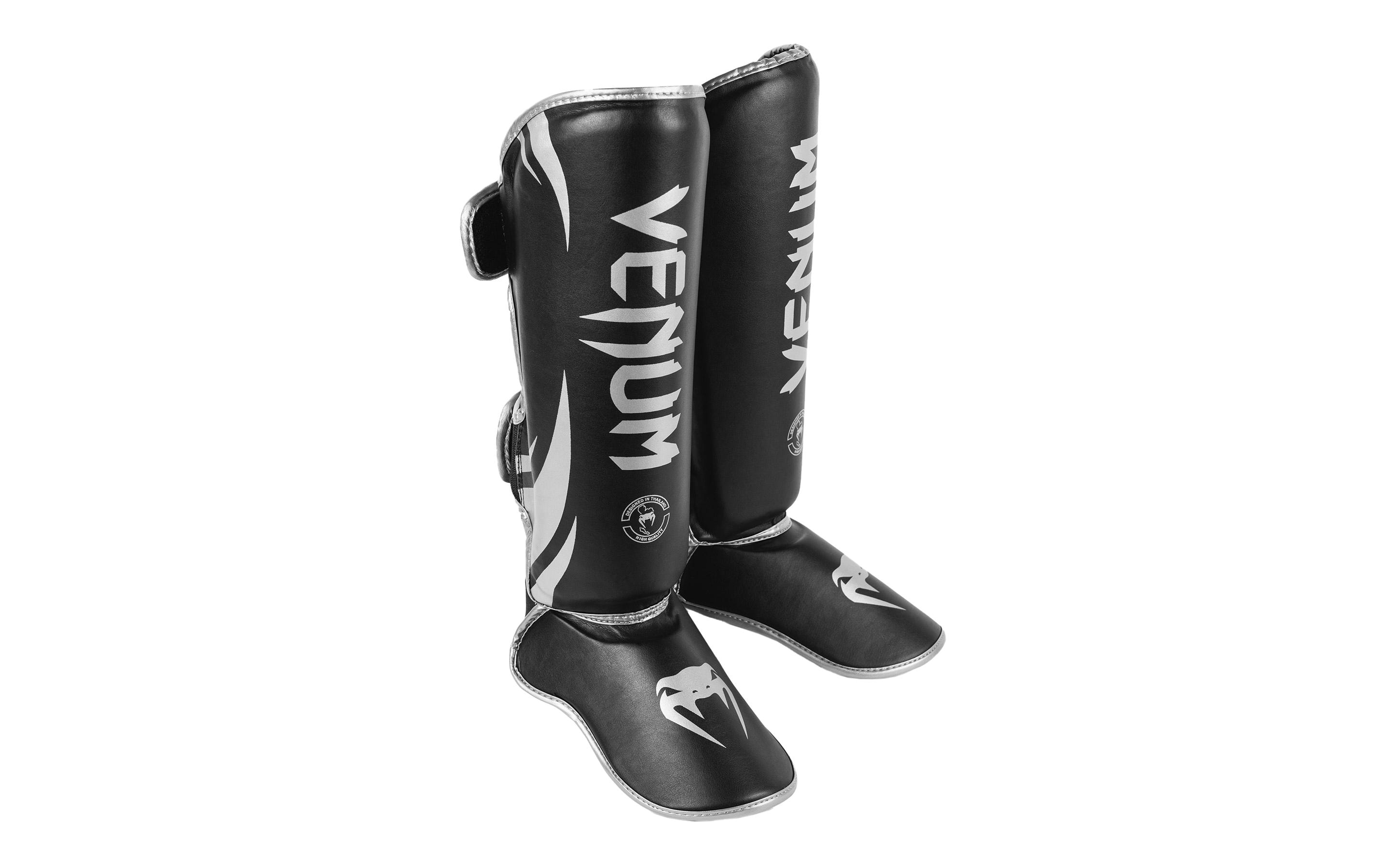 Venum Challenger Standup Shin Guards Schwarz/Silber, L