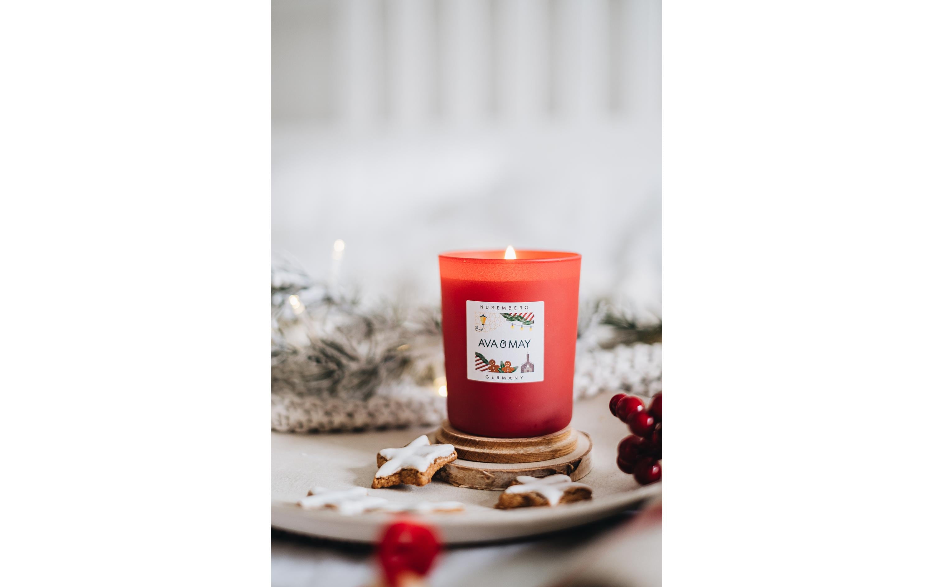 AVA & MAY Kerzenglas Nürnberg, Rot