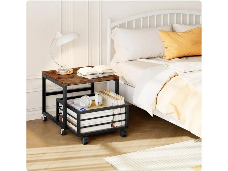 relaxdays Mini-Kühlschrankständer, Schwarz/Braun relaxdays Mini-Kühlschrankständer, Schwarz/Braun