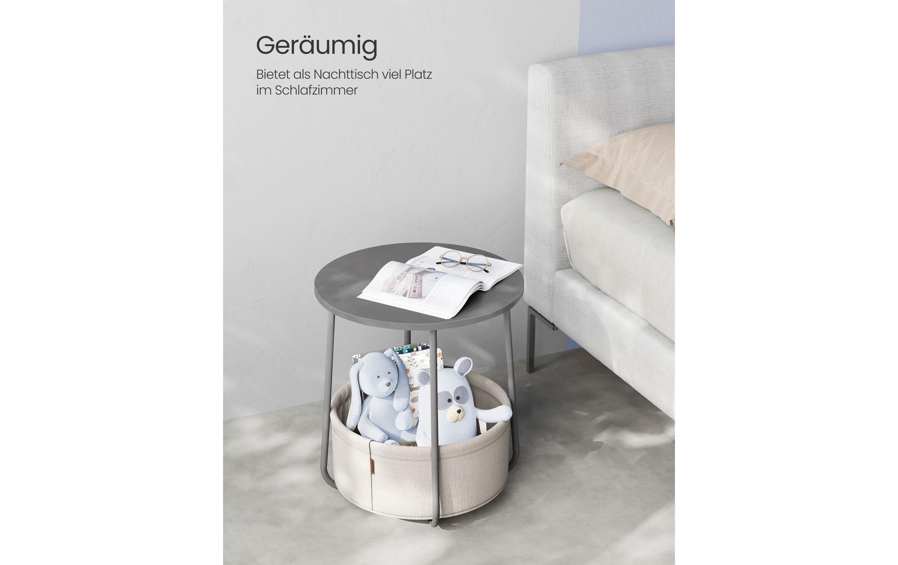 VASAGLE Beistelltisch 45 x 51 cm, Grau / Beige