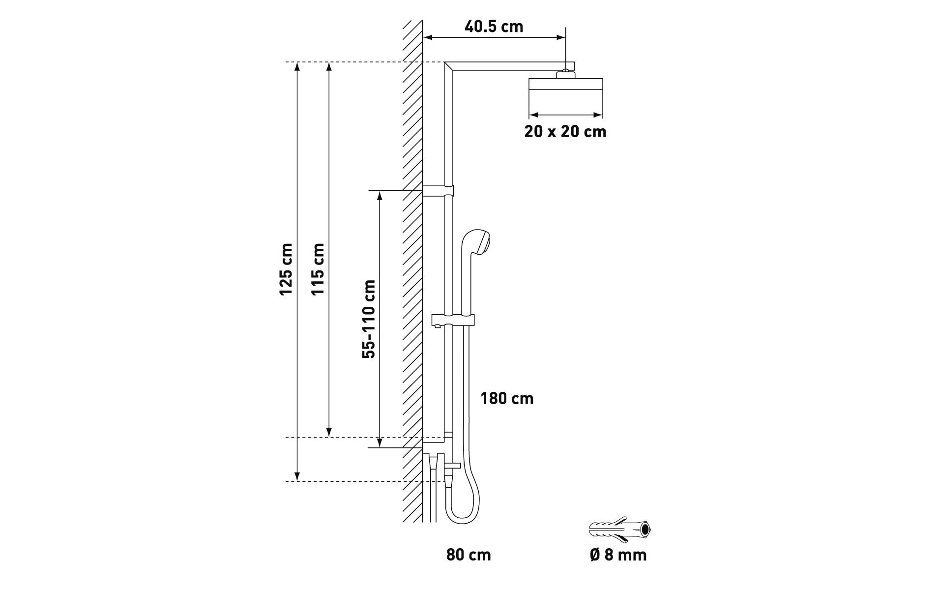 diaqua® Duschsystem Ymir Turn, Verchromt